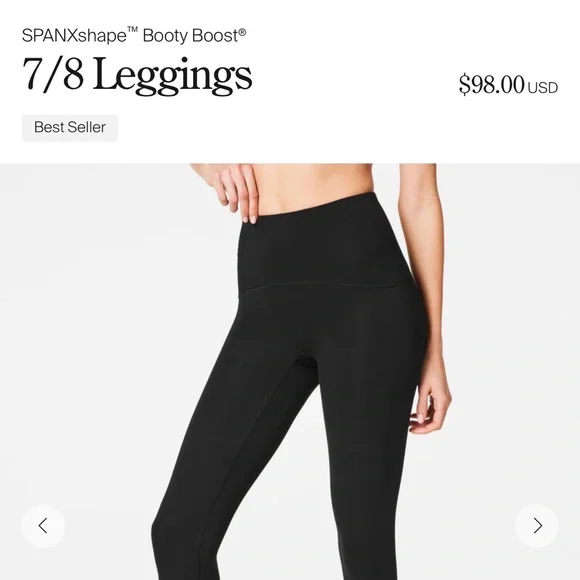 SPANX Black 7/8 Booty Boost High-Waist Leggings - Picture 3 of 3